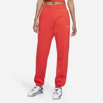 Shop Nike Sportswear Essential Collection Women's Fleece Pants In Chile Red,white