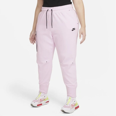 Shop Nike Women's  Sportswear Tech Fleece Pants (plus Size) In Regal Pink,black