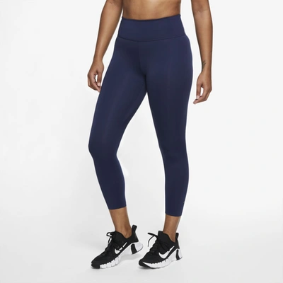 Shop Nike One Luxe Women's Mid-rise Crop Leggings In Midnight Navy,clear