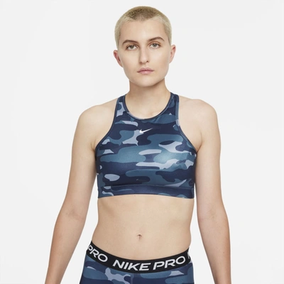 Shop Nike Women's Swoosh Women's Medium-support 1-piece Pad High-neck Sports Bra In Grey