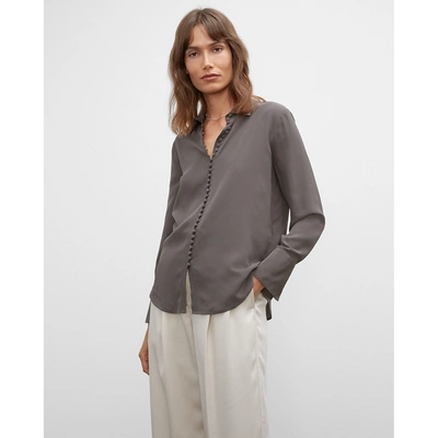 Shop Club Monaco Dark Grey Helek Silk Shirt In Size L
