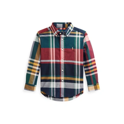 Shop Polo Ralph Lauren Plaid Cotton Poplin Shirt In Navy/red