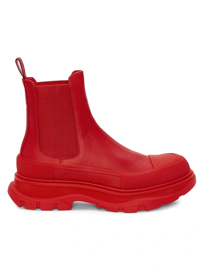 Shop Alexander Mcqueen Men's Men's Tread Slick Chelsea Boots In Red