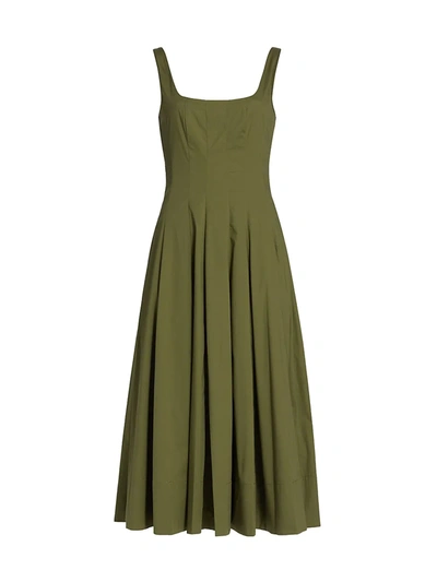 Shop Staud Wells Midi Dress In Olive