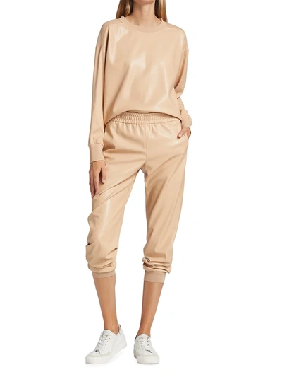 Shop Alice And Olivia Women's Pete Low-rise Vegan Leather Pants In Almond
