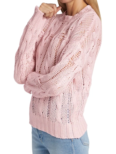 Shop Sablyn Mitzy Open-knit Pullover In Blushing