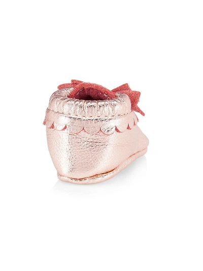 Shop Freshly Picked Baby Girl's Rose Gold Bow Soft Sole Moccasins