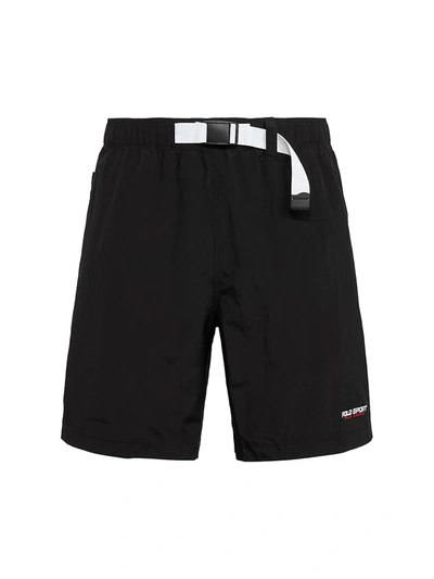 Shop Polo Ralph Lauren Logo-print Belted Hiking Shorts In Polo Black
