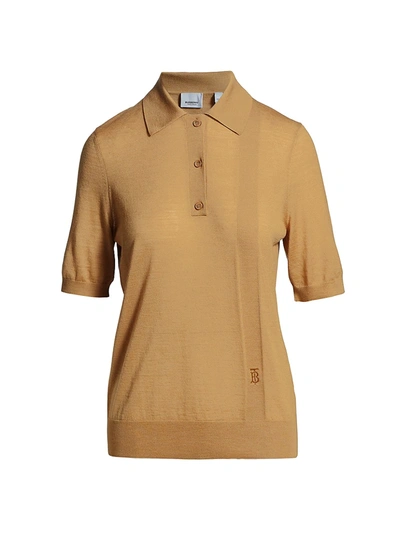 Shop Burberry Madeline Wool Polo In Camel