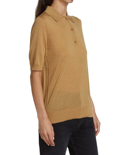 Shop Burberry Madeline Wool Polo In Camel