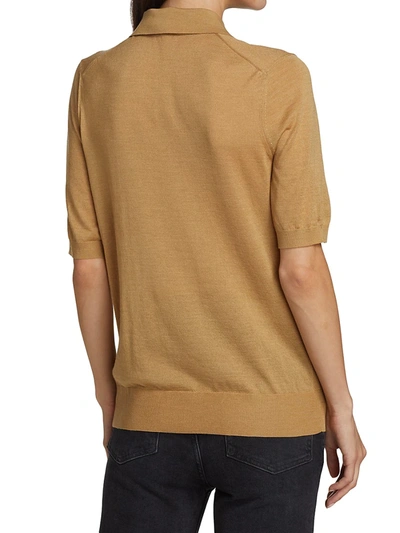 Shop Burberry Madeline Wool Polo In Camel