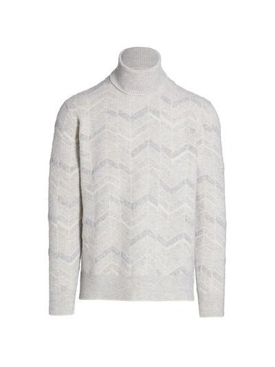 Shop Ermenegildo Zegna Cashmere-blend Turtleneck Sweater In Light Grey