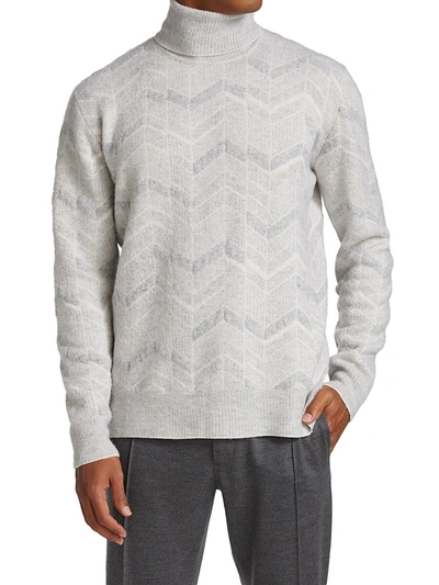 Shop Ermenegildo Zegna Cashmere-blend Turtleneck Sweater In Light Grey
