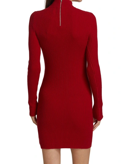 Shop Michael Kors Cashmere Turtleneck Bodycon Dress In Scarlet