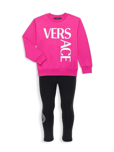 Shop Versace Little Girl's & Girl's Logo-print Sweatshirt In Fuchsia