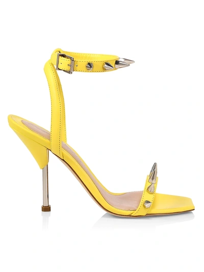 Shop Alexander Mcqueen Punk Stud Leather Ankle-strap Sandals In Pop Yellow