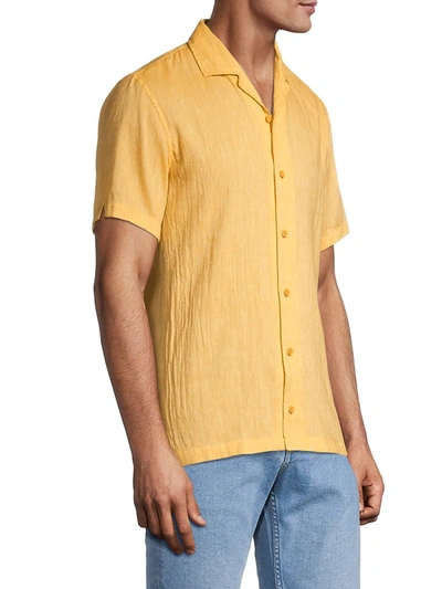 Shop Orlebar Brown Hibbert Linen Shirt In Bright Gold