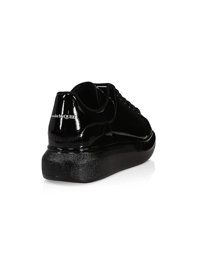 Shop Alexander Mcqueen Women's Patent Leather Oversized Sneakers In Black