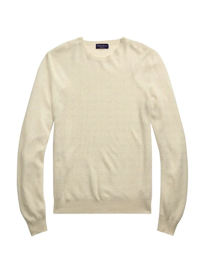 Shop Ralph Lauren Thermal-knit Silk-cashmere Crewneck Sweater In Cream