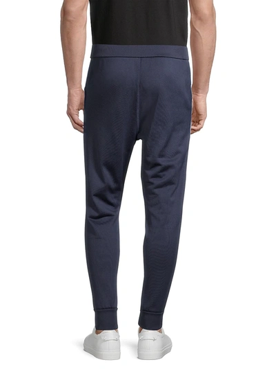 Shop Dsquared2 Leaf Tape Joggers In Navy Blue