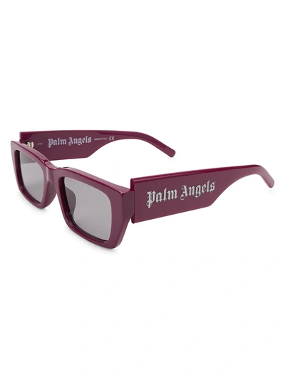 Shop Palm Angels Men's 18mm Rectangle Logo Sunglasses In Purple Light