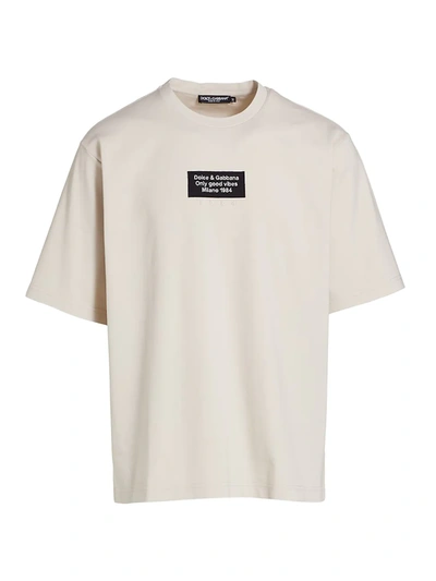 Shop Dolce & Gabbana Drip Logo T-shirt In Beige