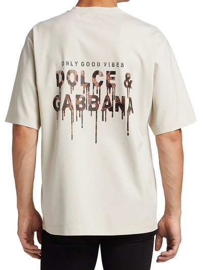 Shop Dolce & Gabbana Drip Logo T-shirt In Beige