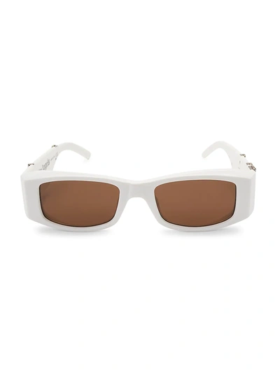 Shop Palm Angels 24mm Rectangular Sunglasses In White Brown