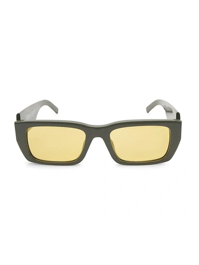Shop Palm Angels Men's 18mm Rectangle Logo Sunglasses In Military Yellow