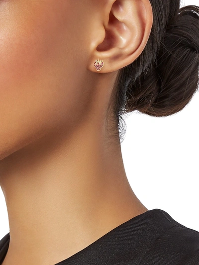 Shop Sydney Evan Women's 14k Yellow Gold & Pink Diamond Single Strawberry Stud Earring