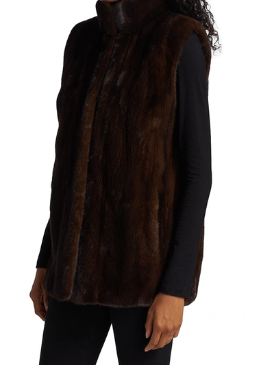 Shop The Fur Salon Women's Mink Fur Stand-collar Vest In Mahogany