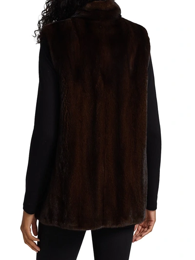 Shop The Fur Salon Women's Mink Fur Stand-collar Vest In Mahogany