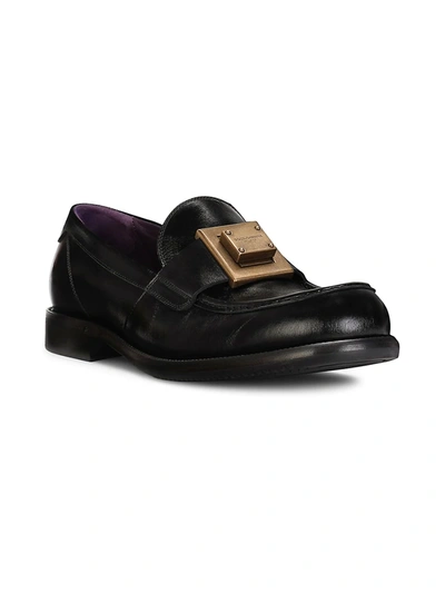 Shop Dolce & Gabbana Bernini Leather Loafers In Nero