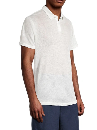 Shop Onia Men's Linen Polo Shirt In White