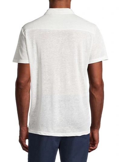 Shop Onia Men's Linen Polo Shirt In White