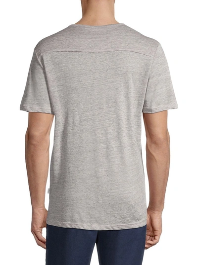 Shop Onia Linen Short Sleeve Henley T-shirt In Heather Grey