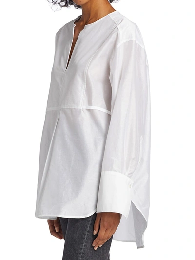 Shop Totême Plain Bib Cotton-silk Blend Shirt In White