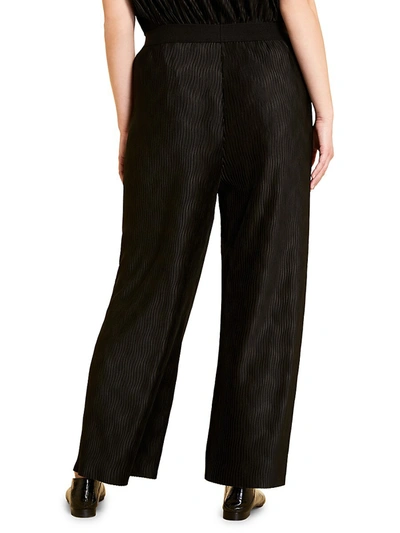 Shop Marina Rinaldi Women's Odino Textured Wide-leg Trousers In Black