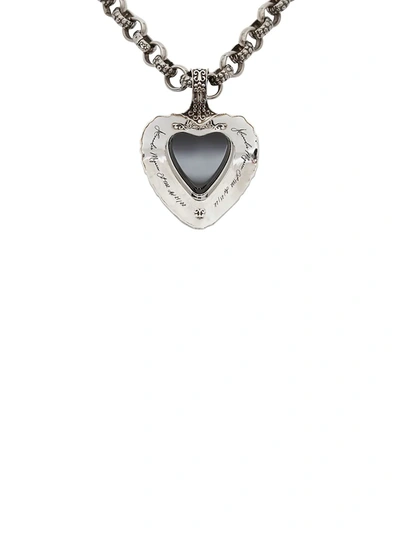 Shop Alexander Mcqueen Silvertone Heart Pendant Necklace In Black