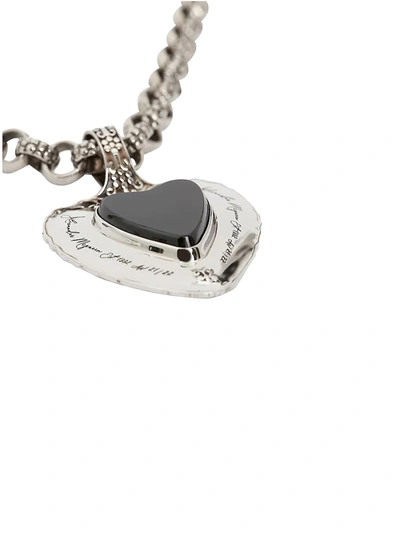 Shop Alexander Mcqueen Silvertone Heart Pendant Necklace In Black