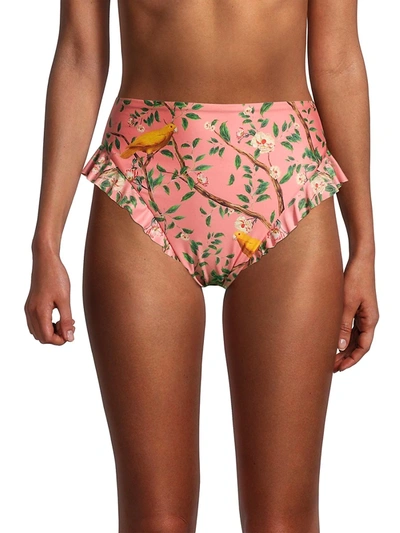 Shop Agua By Agua Bendita Nature Print High-waist Bikini Bottom In Pink