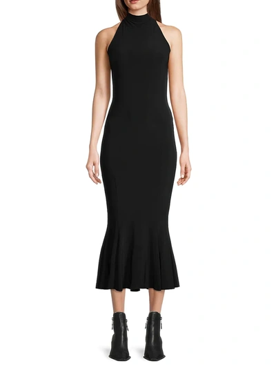 Shop Norma Kamali Women's Halter Fishtail Dress In Black