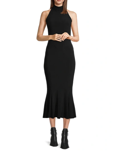 Shop Norma Kamali Women's Halter Fishtail Dress In Black