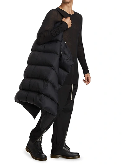 Shop Rick Owens Men's Hooded Puffer Vest In Black