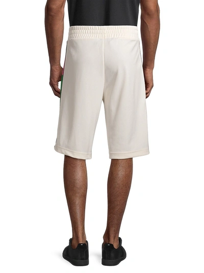 Shop Palm Angels Elastic Waistband Track Shorts In Off White
