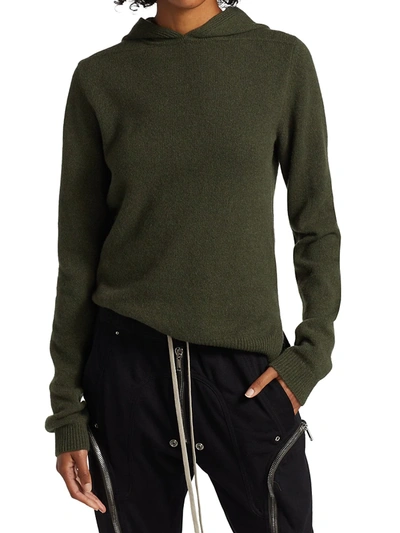 Shop Rick Owens Cashmere Hoodie Sweater In Green