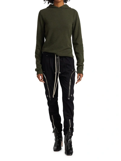 Shop Rick Owens Cashmere Hoodie Sweater In Green