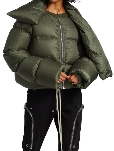 Shop Rick Owens Funnel Neck Puffer Jacket In Green