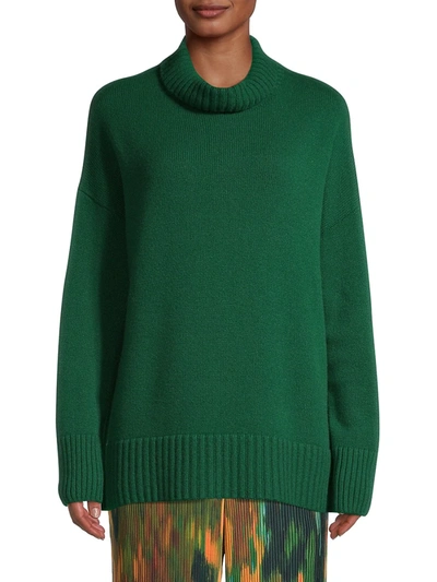 Shop Lafayette 148 Cashmere Mockneck Sweater In Emerald