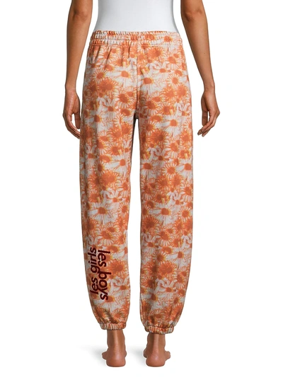 Shop Les Girls Les Boys Women's Hazy Daisy Print Joggers In Bossanova